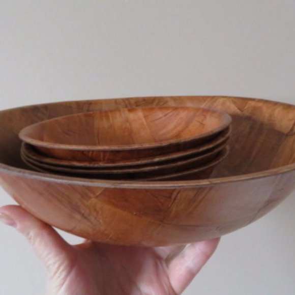 *Vintage* Royal Bamboo Wood 7 Piece Salad Set (K178) - Picture 5 of 7